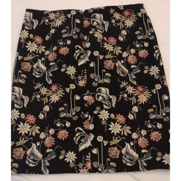 Ann Taylor Skirt Size 16 Black Floral Textured Thick Lined Front Slit Back Zip - Picture 5 of 9